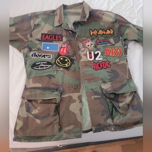 Upcycled vintage patched jmilitary jacket